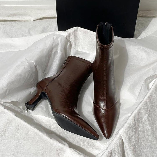 Damen Elegante High Heel Stiefeletten mit schmaler Silhouette und spitzem Design EB