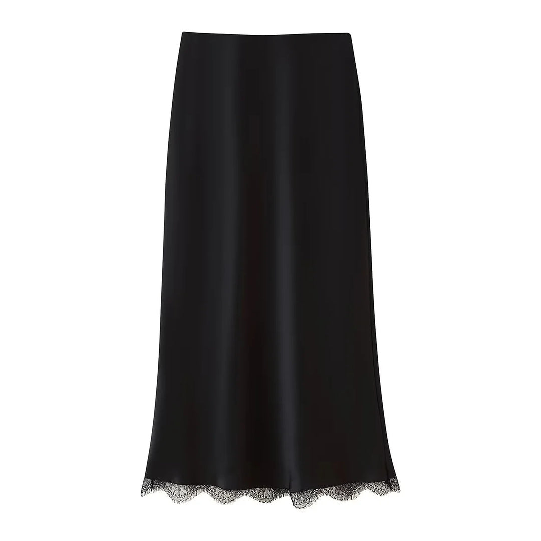 Damen Eleganter Midirock mit zartem Spitzenbesatz EB
