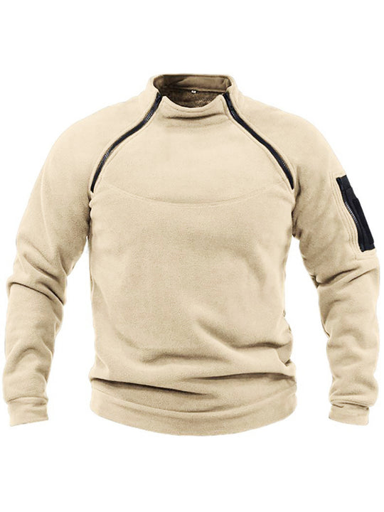 Herren Thermo-Fleecepullover mit hochschließendem Kragen und praktischen Taschen EB