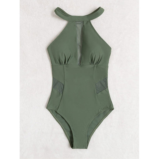 Damen Sportlicher Badespielanzug mit transparenten Einsätzen EB