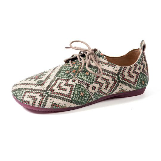 Damen Fußfreundliche Lace-Up Sneakers mit traditionellem Muster EB