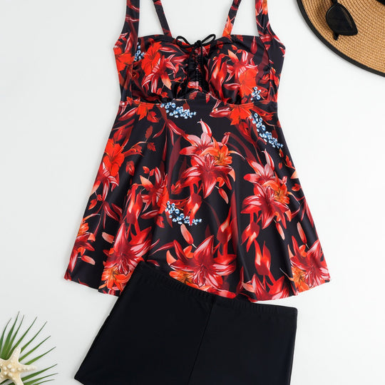 Damen Tankini mit floralem Oberteil und bequemen Shorts EB