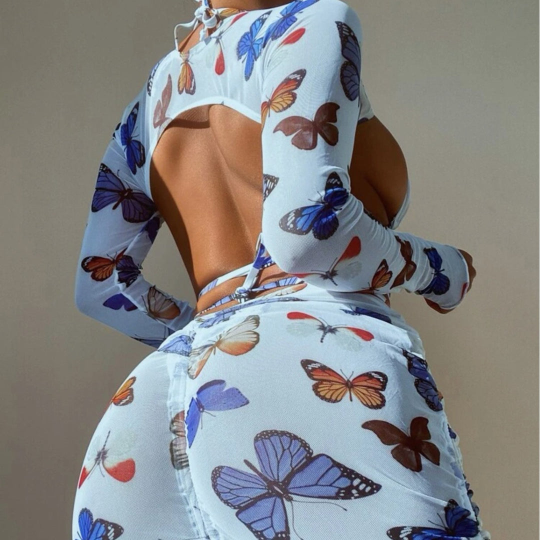 Damen Bikini mit langen Ärmeln und Cut-Out Design EB