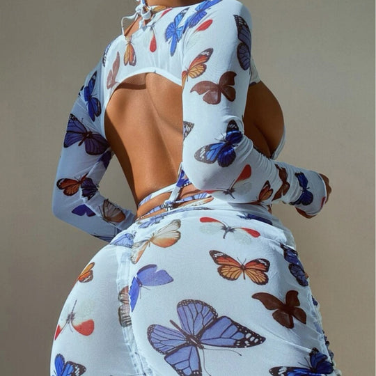 Damen Bikini mit langen Ärmeln und Cut-Out Design EB