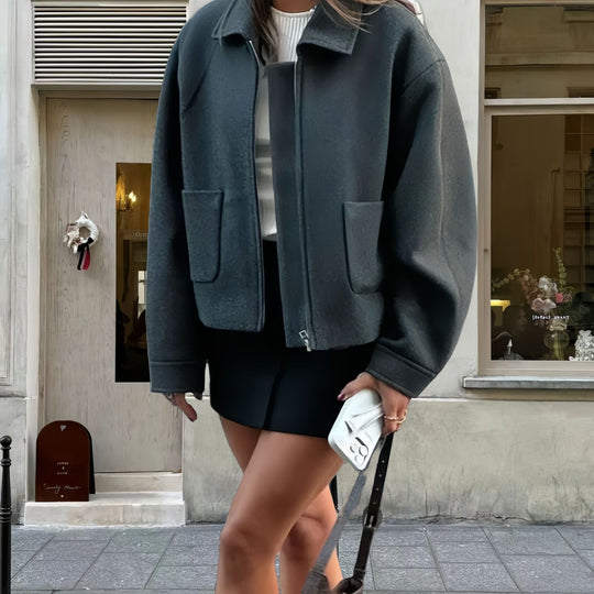 Damen lässige Oversize-Jacke mit praktischen aufgesetzten Taschen EB