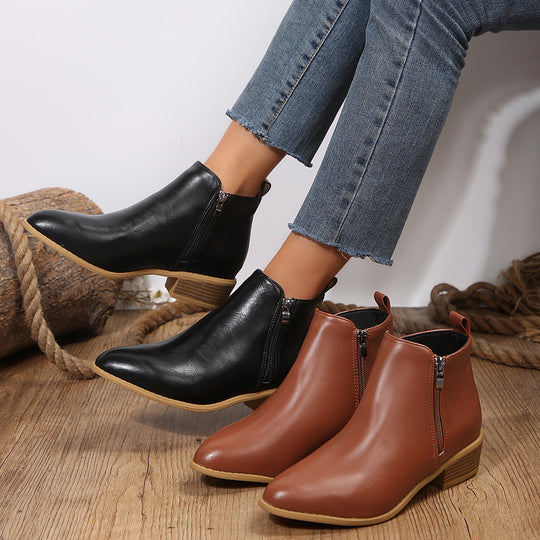 Damen modische Ankle Boots mit seitlichem Reißverschluss EB