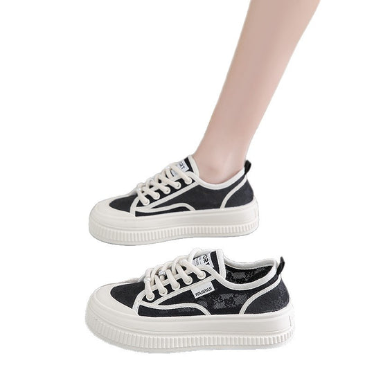 Damen Sneakers aus feiner Spitze mit Plateausohle EB