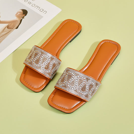 Damen Glamouröse Mules mit funkelndem Strassakzent und bequemem Fußbett EB
