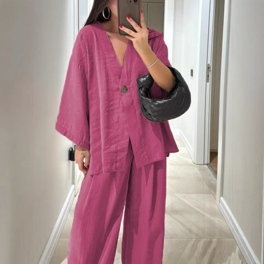 Damen Übergröße Chiffonjacke mit weit geschnittenen Ärmeln und akzentuiertem Knopf EB