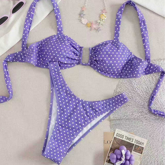 Damen Bikini mit gepolstertem Oberteil und verspieltem Punktedesign EB