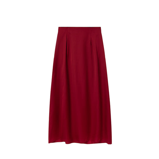 Damen Bodenlanger Satin Maxi-Rock EB