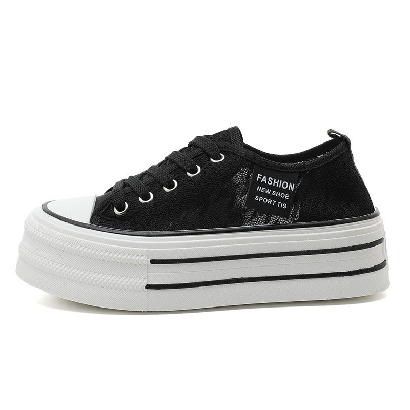 Damen modische Plateau-Sneaker mit strapazierfähigem Obermaterial und dämpfender Laufsohle EB