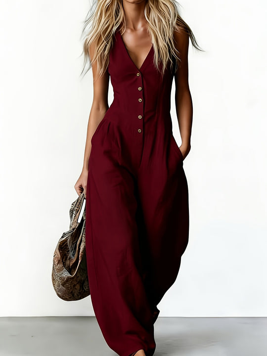 Damen Maxikleid mit elegantem V-Ausschnitt und seitlichem Schlitz EB