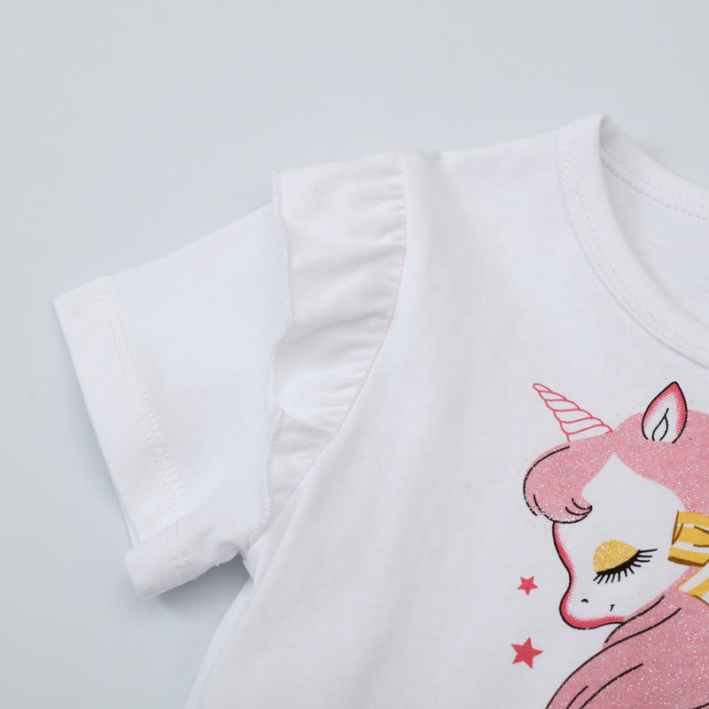 Mädchen Tüllkleid mit Einhorn-Applikation und buntem Glitzertüll EB