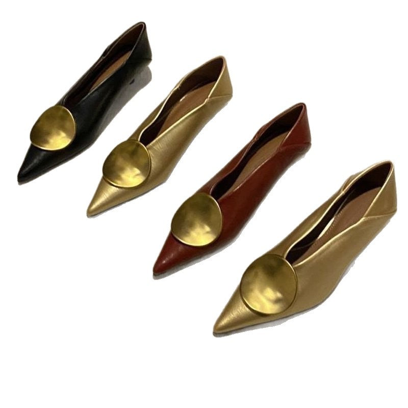 Damen spitze Ballerinas mit dekorativem Metallic-Detail EB