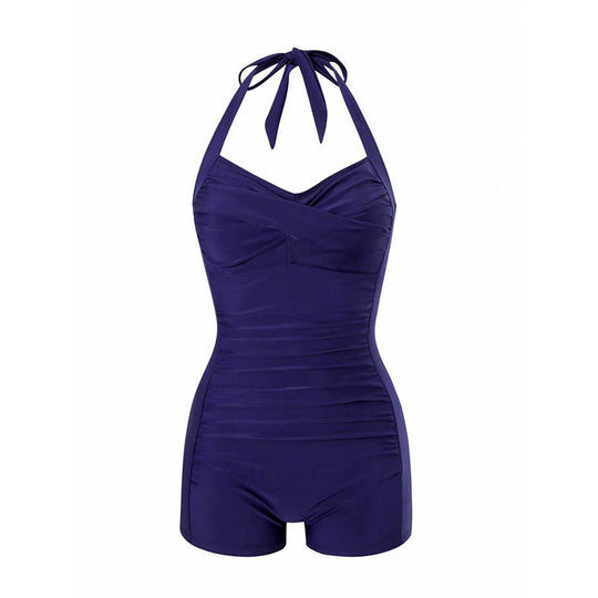 Damen Stilvoller Einteiler Badeanzug mit bindbarem Nackendesign EB