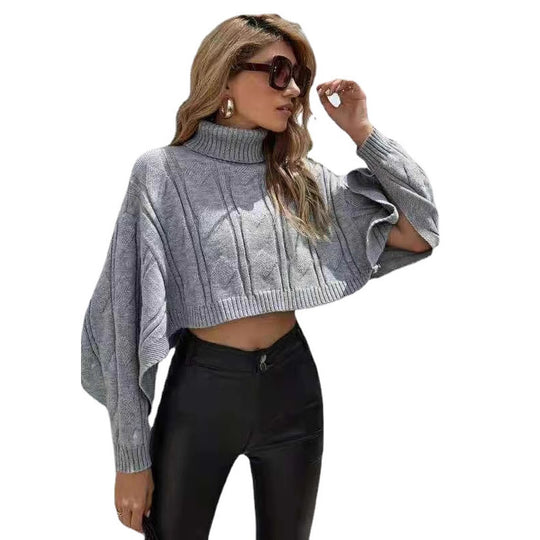 Damen kuscheliger Rollkragenpullover mit weitem Schnitt und strukturiertem Design EB