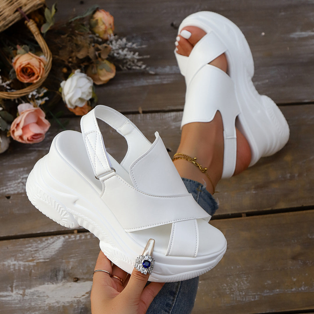 Damen Wedge-Sandaletten mit komfortablem Memory-Schaumfußbett und modischem Riemendesign EB