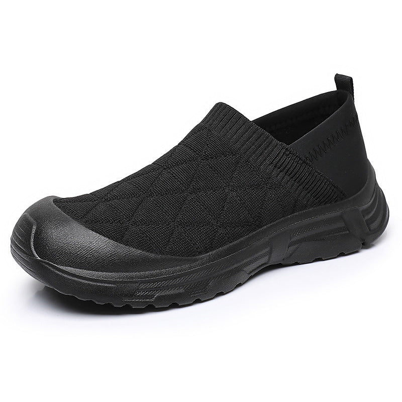 Damen Bequeme Slip-On Sneakers mit elastischem Strickdesign EB