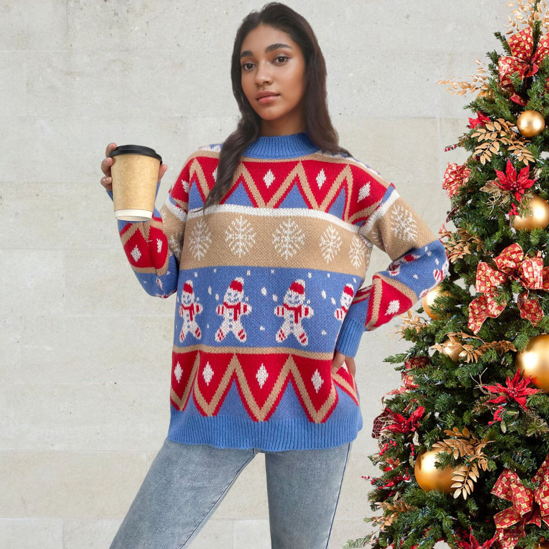 Damen Pullover mit festlichem Weihnachtsmotiv und lässigem Schnitt EB