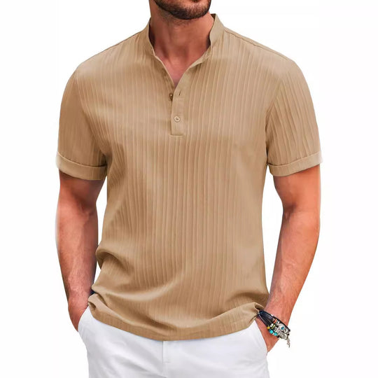 Herren Kurzarm Henley-T-Shirt mit strukturiertem Design EB