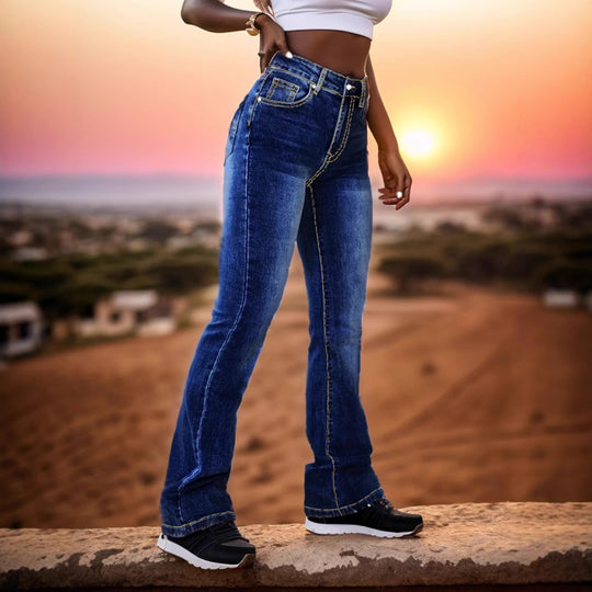 Damen Hochgeschnittene Jeans EB