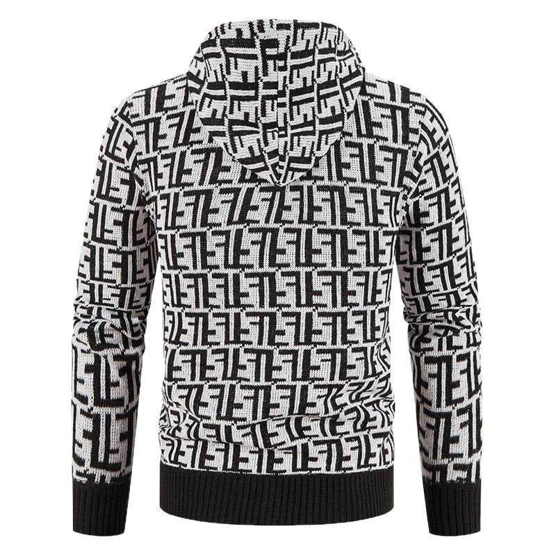 Herren Hochwertige Strickjacke mit modernem Muster und Kapuze EB