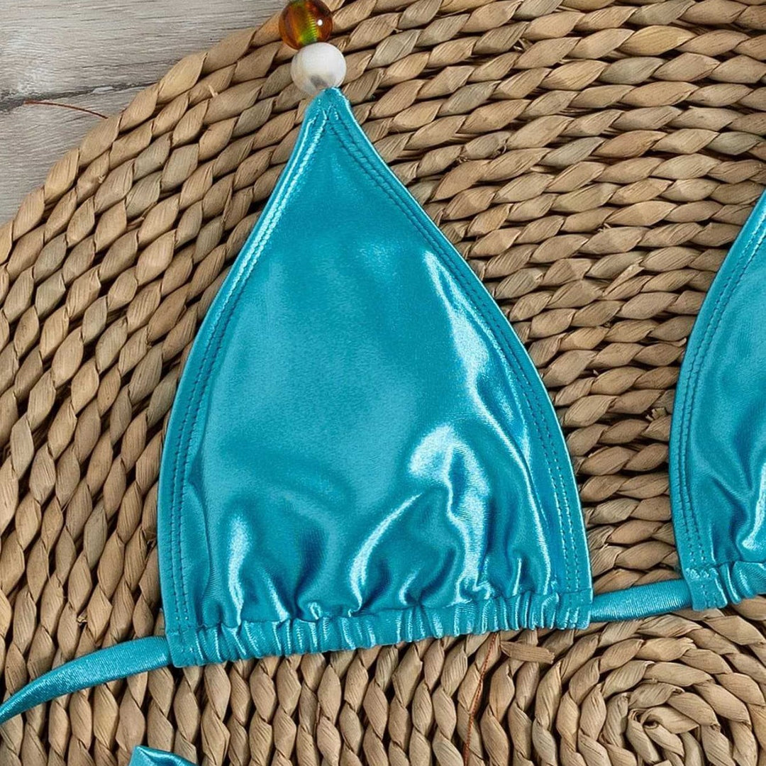 Damen Triangel-Bikini mit elegantem Falten-Design EB