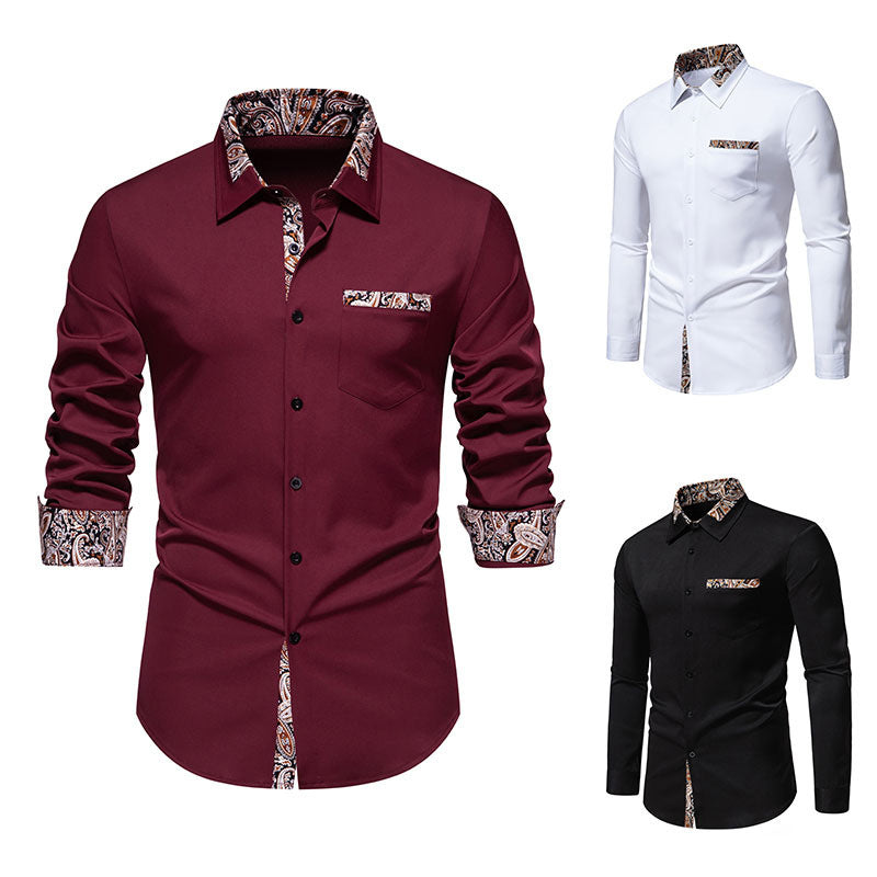Herren Langarmhemd mit eleganten Paisley-Mustern EB