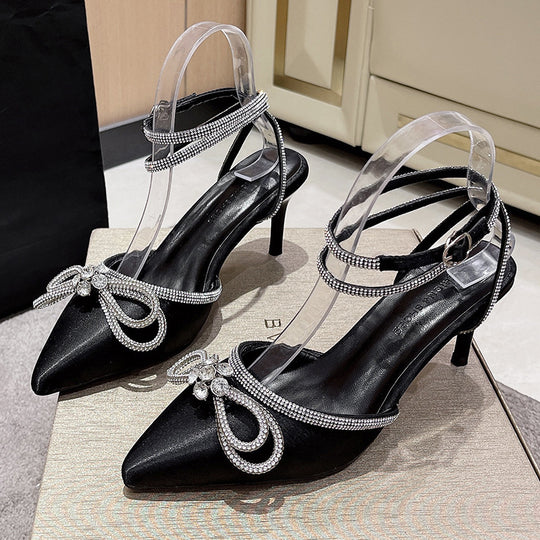 Damen elegante Slingback-Pumps mit funkelndem Schmuckdetail EB