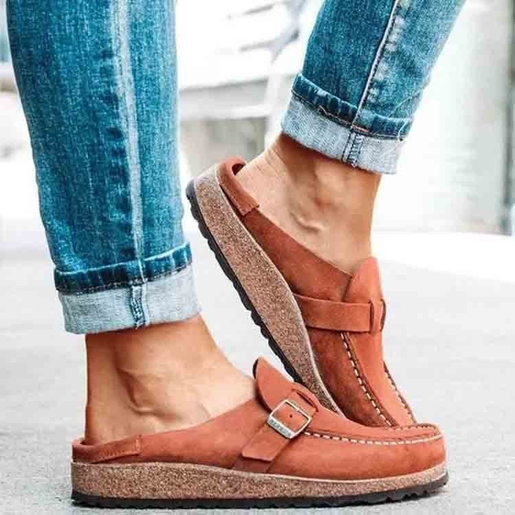 Damen Komfortable Clogs mit anatomischem Fußbett und modischem Schnallen-Design EB