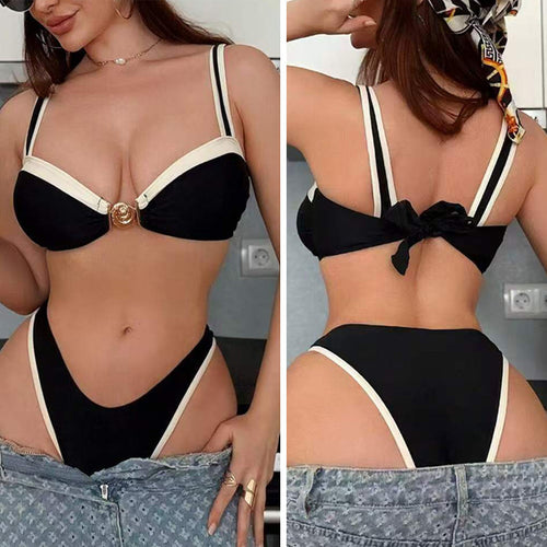 Damen Designer-Bikini mit verzierten Trägern EB