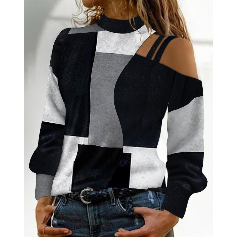 Damen Elegantes Oberteil mit kreativen Cut-Outs und modernem Grafikdesign EB