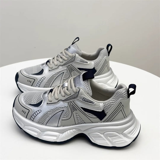 Damen Sportliche Sneakers mit atmungsaktiver Mesh-Oberfläche und gepolsterter Sohle EB