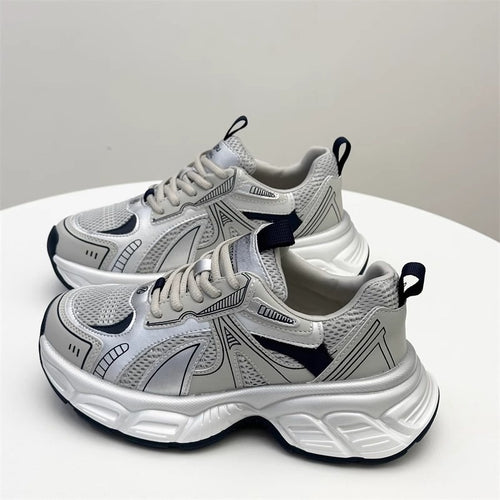 Damen Sportliche Sneakers mit atmungsaktiver Mesh-Oberfläche und gepolsterter Sohle EB