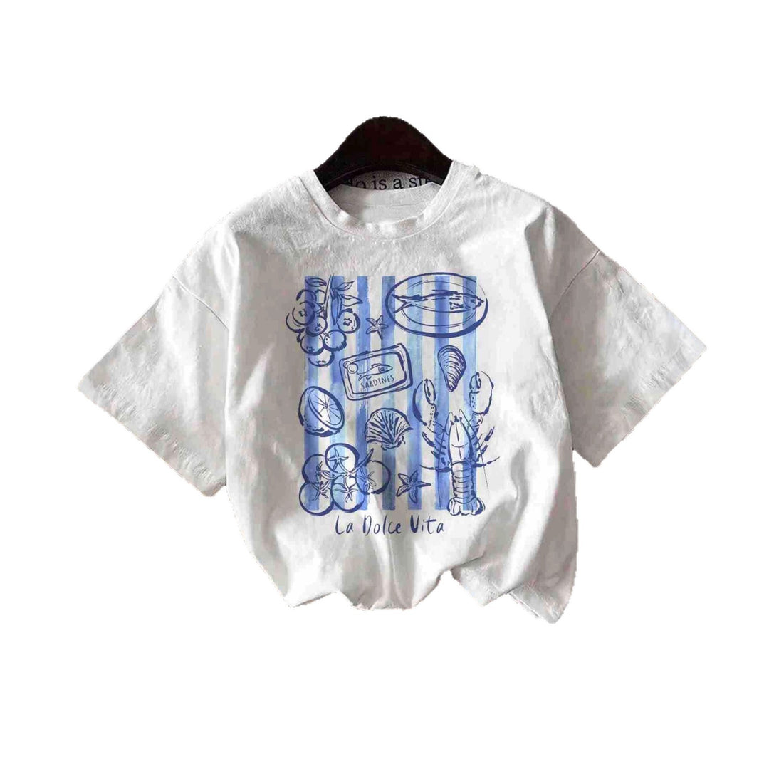 Damen T-Shirt mit kreativem Küstendesign und entspannter Passform EB