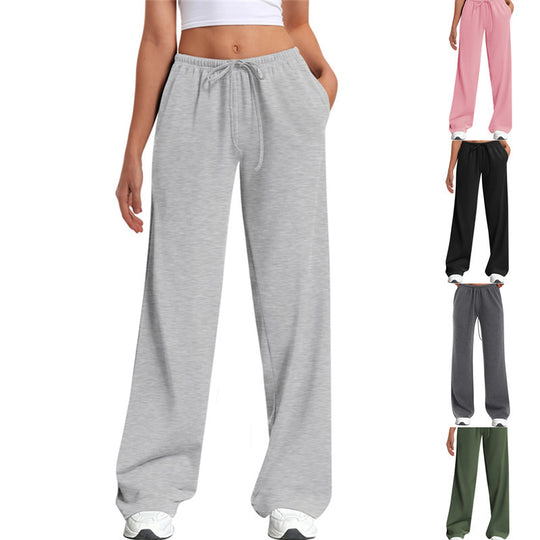 Damen nan hochgeschnittene weite Jogginghose mit elastischem Komfortbund und Kordelzug EB