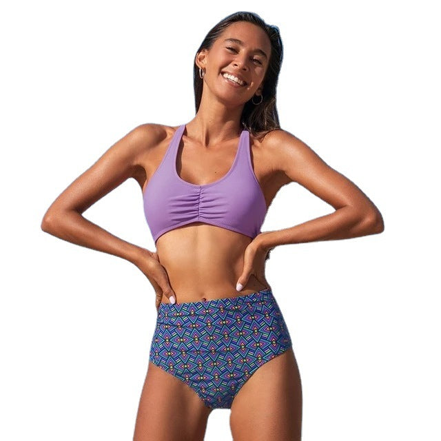 Damen Hochtailliertes Bikini-Set mit raffinierter Raffung EB