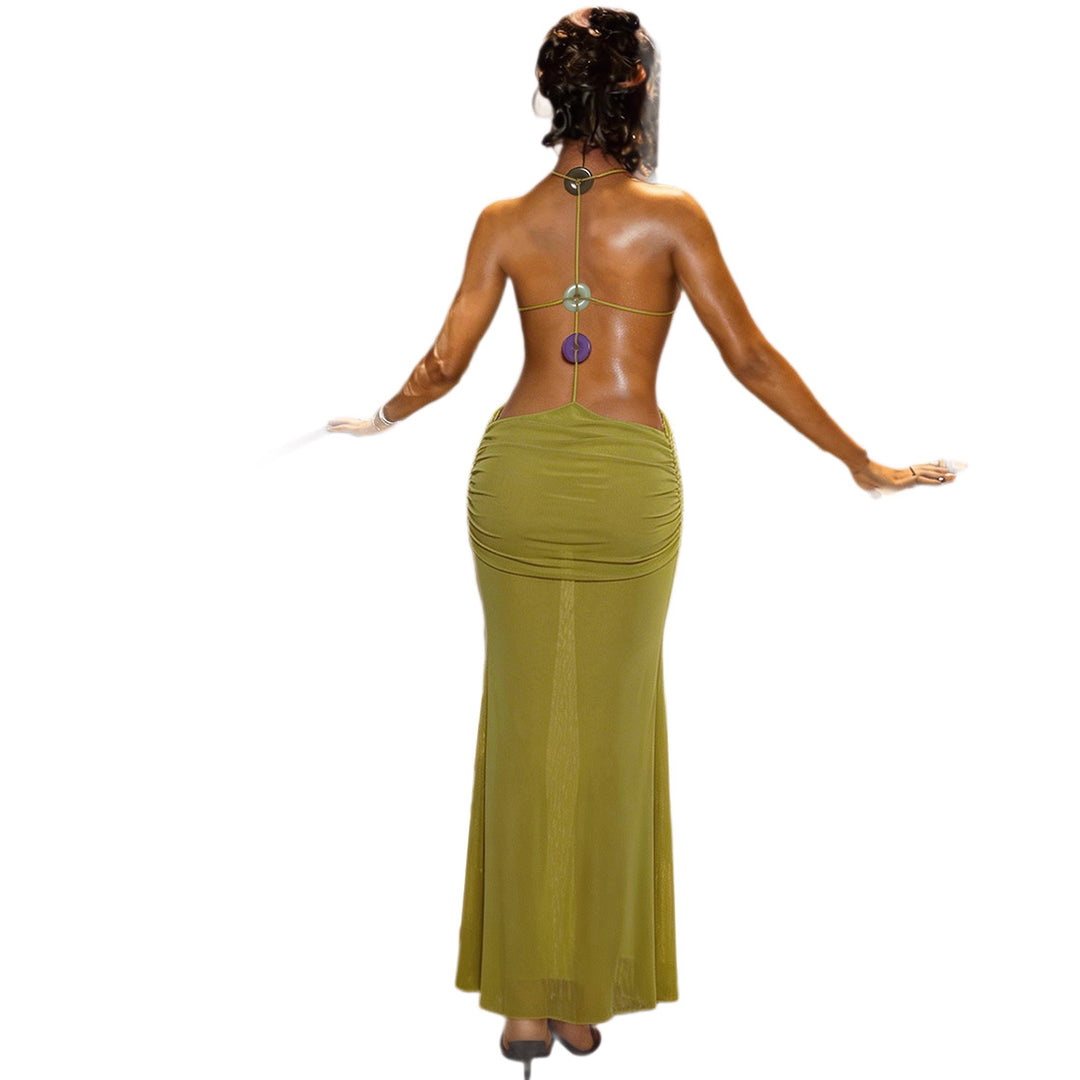 Damen Cut-Out Maxikleid mit raffinierten Transparenz-Elementen EB