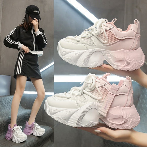 Damen Sportliche Chunky Sneakers mit atmungsaktiver Mesh-Oberfläche und flexibler Sohle EB