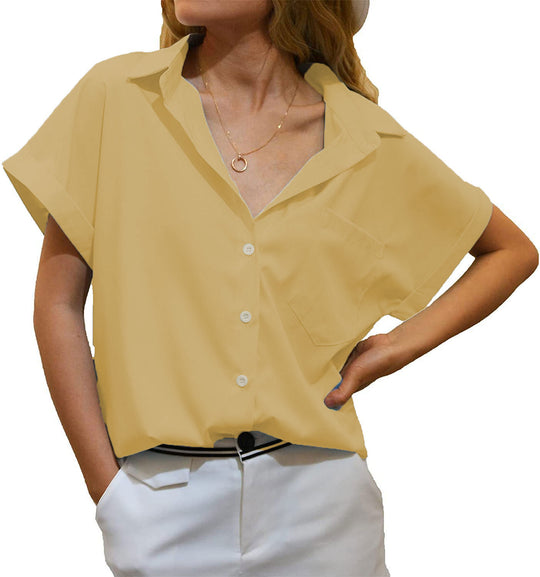 Damen elegant geschnittene Kurzarmbluse EB