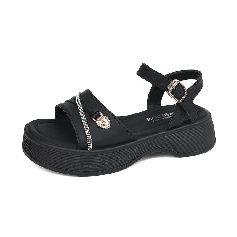 Damen elegante Sandalen mit modischem Riemchen und Glitzerdetails EB