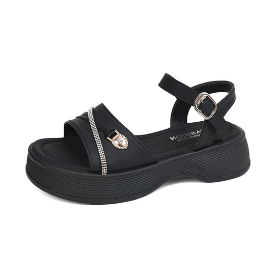 Damen elegante Sandalen mit modischem Riemchen und Glitzerdetails EB