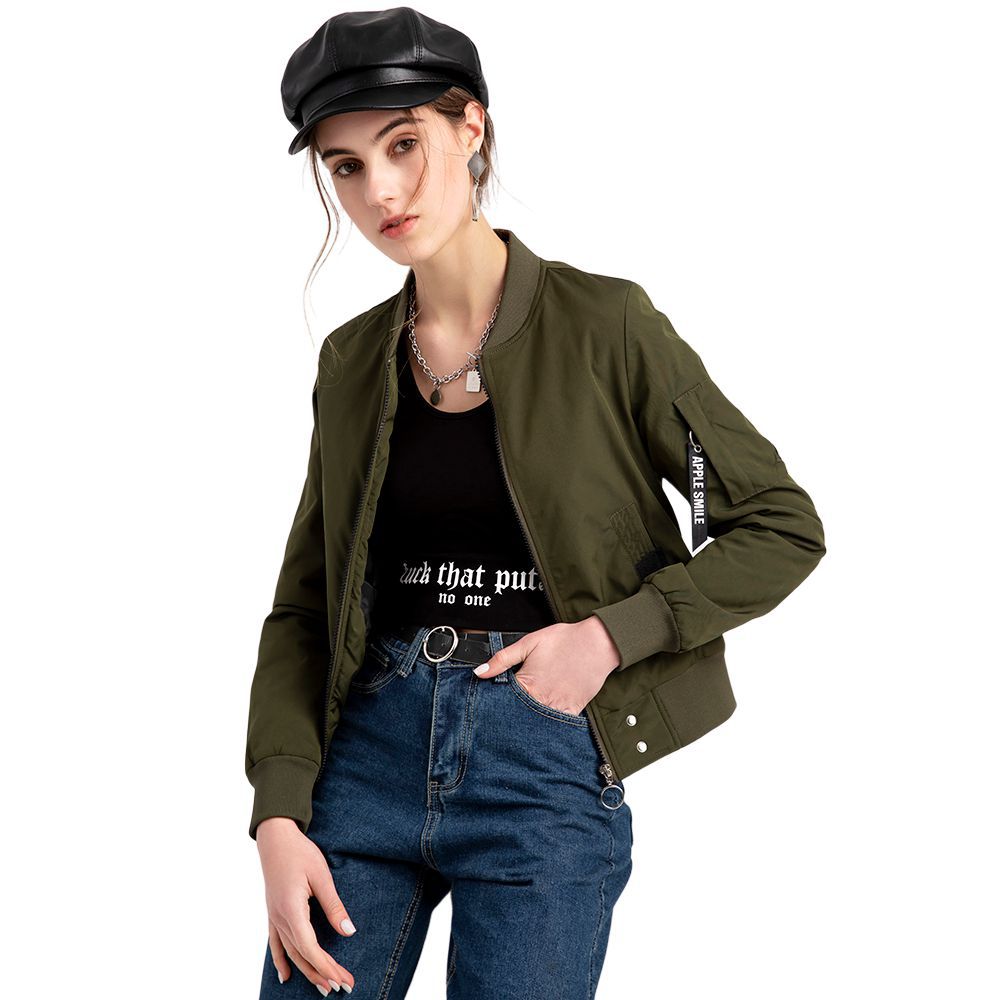 Damen modische Bomberjacke mit praktischen Taschen und seitlichen Einsätzen EB