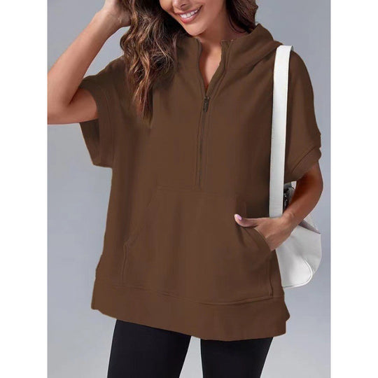 Damen Lässiger Kapuzenpullover mit Reißverschluss und praktischen Taschen EB