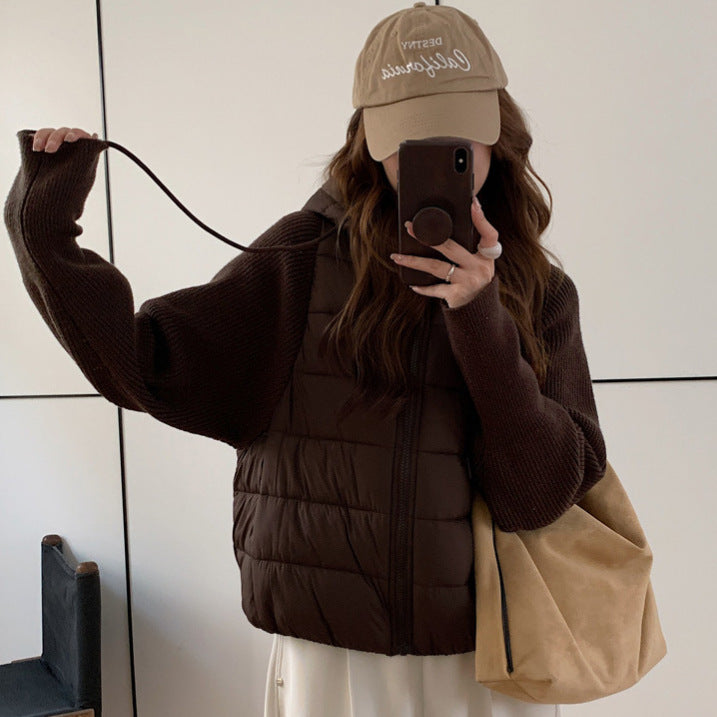 Damen Isolierte Hybridjacke mit voluminösen Ärmeln und Kapuze EB
