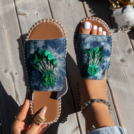 Damen Sommerliche Sandalen mit einzigartigem Glitzerdesign EB