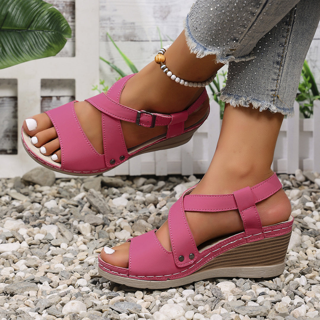 Damen Wedge-Sandalen mit verstellbarem Riemendesign und komfortabler Sohle EB