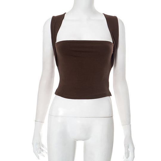 Damen modernes Crop-Top mit schmalen Trägern und figurbetontem Schnitt EB