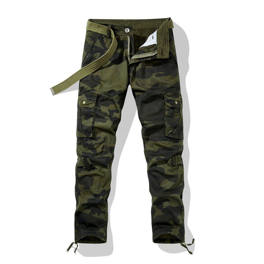 Herren Cargohose im Slim-Fit mit verstärkten Knien Multifachtaschen und Stoffgürtel EB